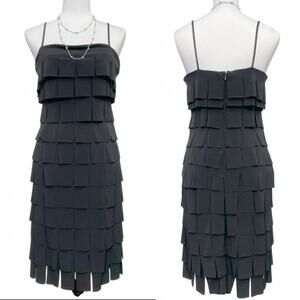 EUC - JS Collections Horizontal Layered Black Mini Dress